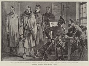 Russian Convict Prisoners in Siberia, Official Inspection of Newly Arrived Convicts at the Perasilny, Krasnoiarsk by Julius Mandes Price